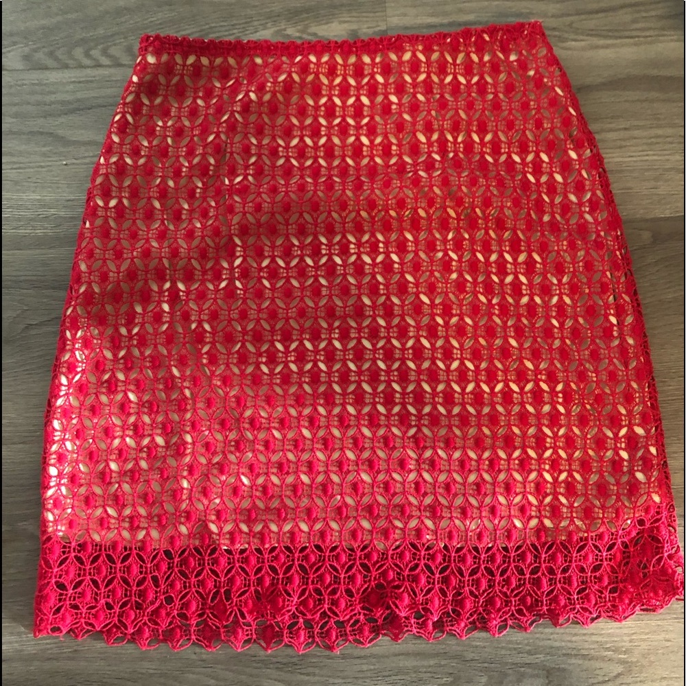 Beautiful red laced pencil skirt